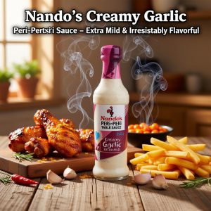 Nando’s Peri Peri Creamy Garlic Extra Mild Table Sauce 250g from South Africa
