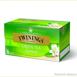 Twinings Jasmine Green Tea 45g box with jasmine flowers and green tea leaves – imported from England